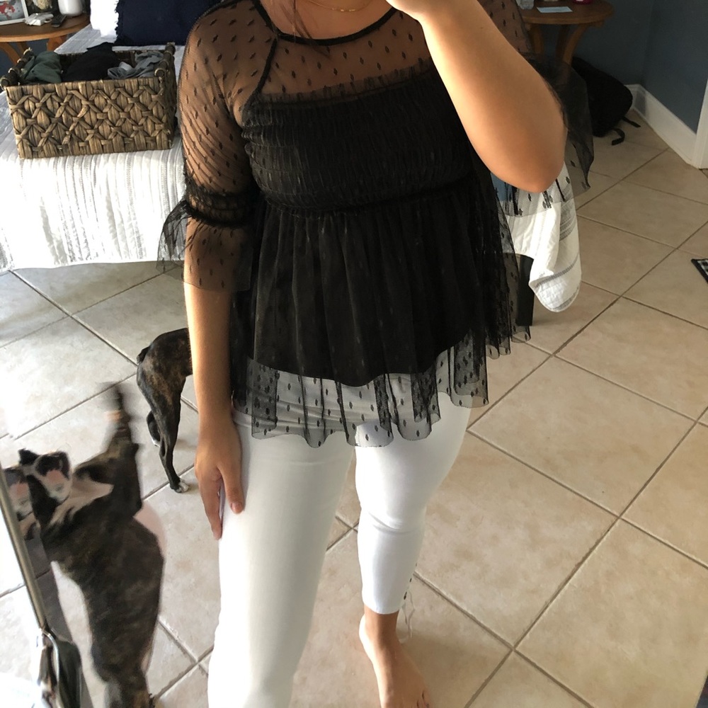 Black ruffle top
